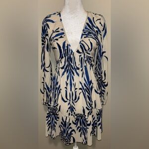 H&M Blue and Cream Patterned Dress